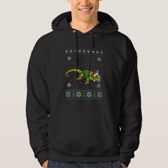 Santa Chameleon Ugly Sweater Animals Christmas Paj (Front)