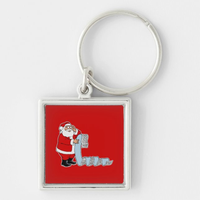 Santa checking his long list key ring (Front)