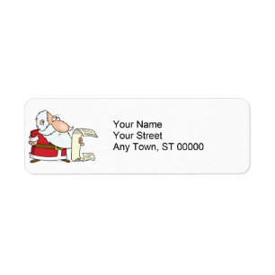 santa checking the naughty list return address label