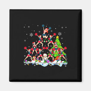 Santa Cheerleading Christmas Tree Santa Group Ligh Magnet