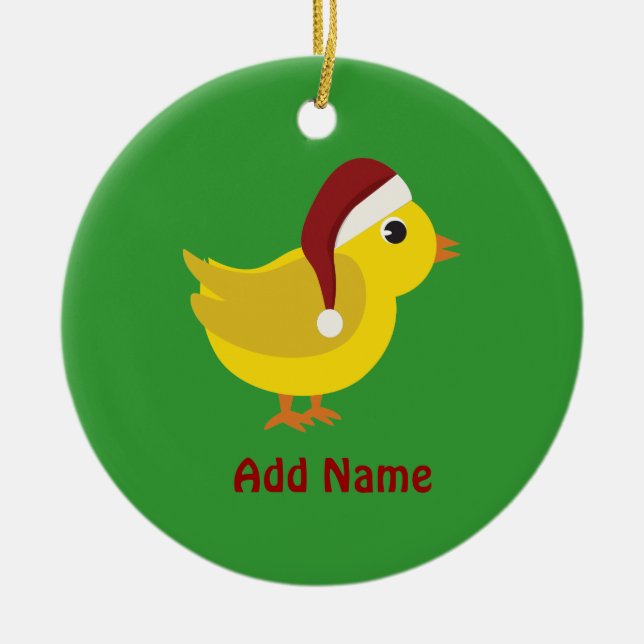 Santa chick ceramic ornament (Front)