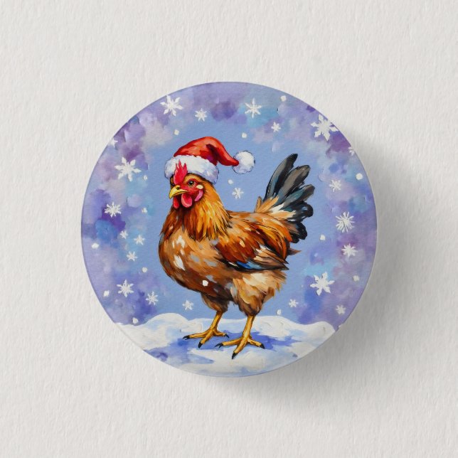 Santa Chicken 3 Cm Round Badge (Front)