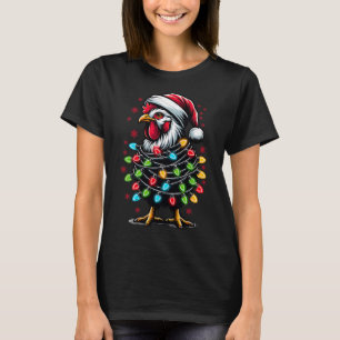 Santa Chicken Christmas Lights Funny Xmas Chicken  T-Shirt