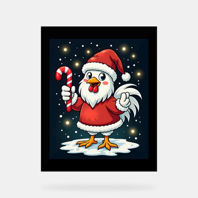 Santa Chicken Joy Acrylic Sign (Front)