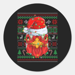 Santa Chicken Lover Farmer Christmas Pjs Ugly Xmas Classic Round Sticker
