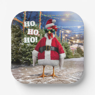 Santa Chicken Paper Plate