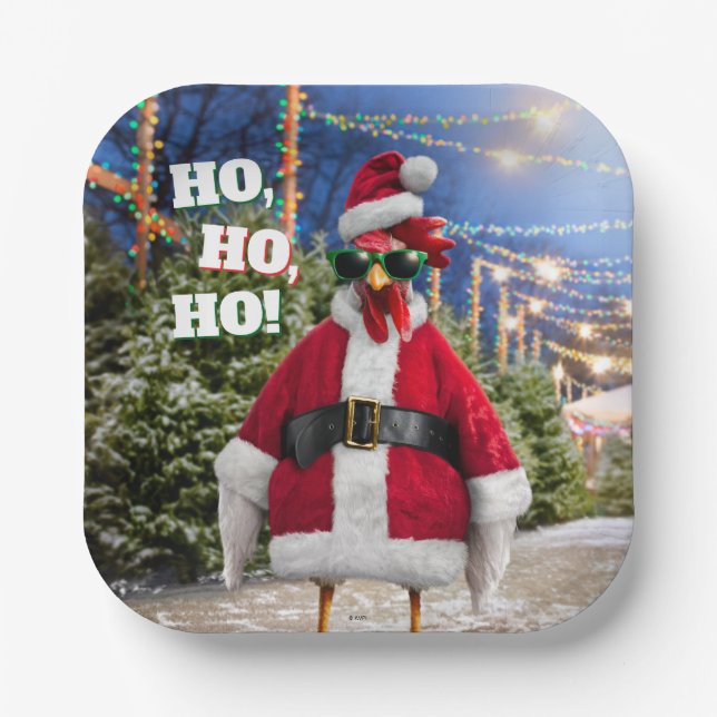 Santa Chicken Paper Plate (Front)