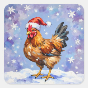 Santa Chicken Square Sticker