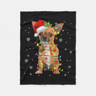 Santa Chihuahua Christmas Lights Xmas Dog Lover Me Fleece Blanket