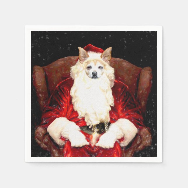Santa Chihuahua Dog Christmas Cute Red Funny Napkin (Front)