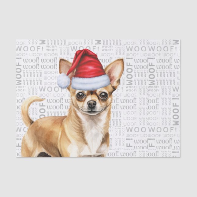 Santa Chihuahua Dog Festive Christmas Holiday Tissue Paper (Front)