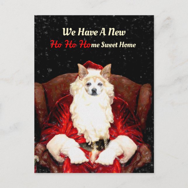 Santa Chihuahua Dog Red Funny New Address Moving Postcard (Front)