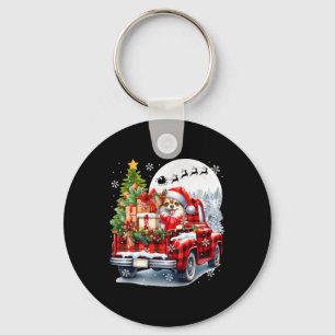 Santa Chihuahua On Pickup Truck Christmas Owner Ki Key Ring