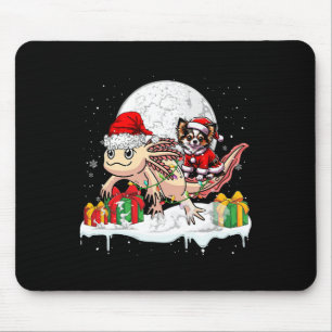 Santa Chihuahua Riding Axolotl Christmas Owner Kid Mouse Pad