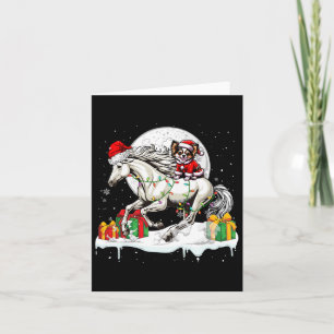Santa Chihuahua Riding Horse Christmas Owner Kids Card