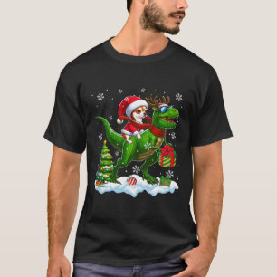 Santa Chihuahua Riding Reindeer T-rex Christmas Ki T-Shirt