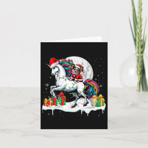 Santa Chihuahua Riding Unicorn Christmas Owner Kid Card