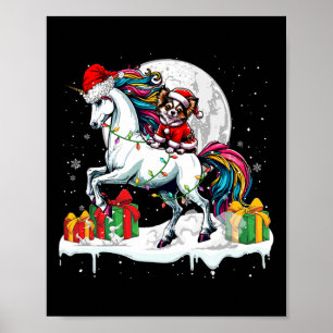 Santa Chihuahua Riding Unicorn Christmas Owner Kid Poster