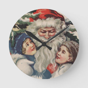 Santa Children Vintage Christmas Wall Clock