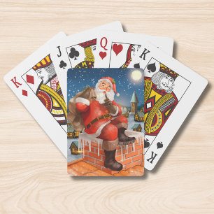Santa Chimney Christmas Eve Delivery Playing Cards