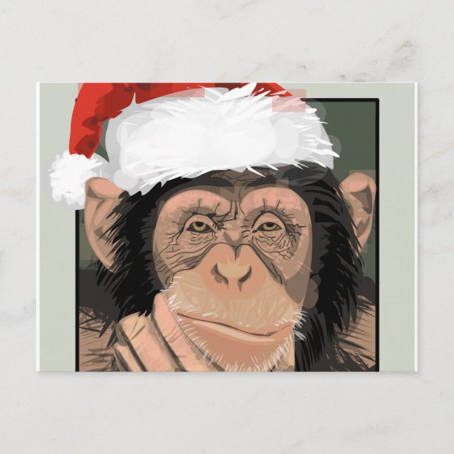 Santa Chimp Holiday Postcard (Front)