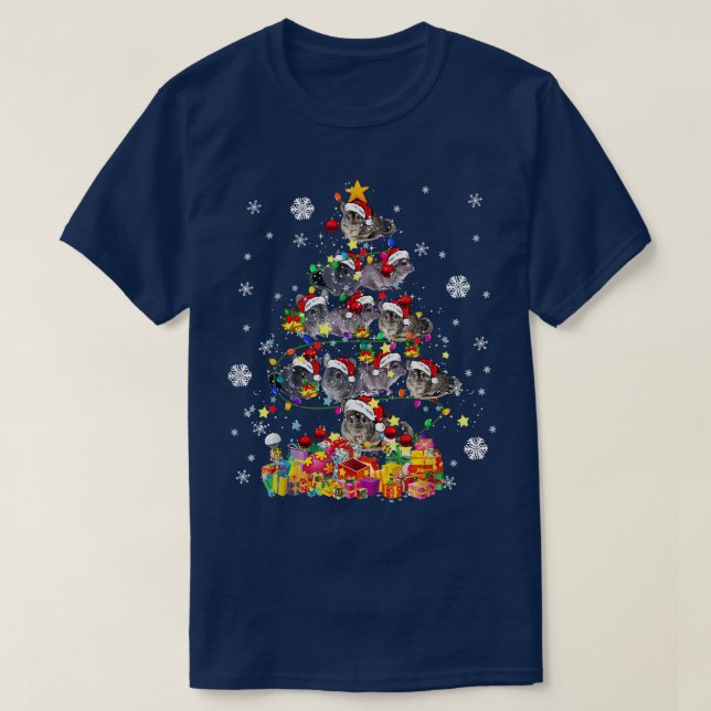 Santa Chinchilla Christmas Tree Animal Christmas L T-Shirt (Design Front)