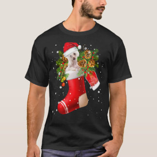 Santa Chinese Crested In Christmas Sock Pajama T-Shirt