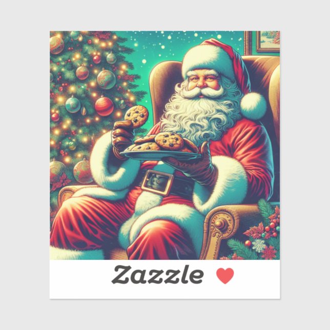 Santa Chocolate Chip Cookies | Vintage Christmas (Sheet)