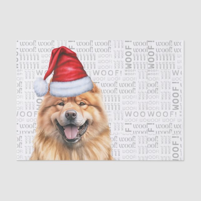 Santa Chow Chow Dog Festive Christmas Holiday Tissue Paper (Front)