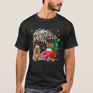 Santa Chow Chow Red Pickup Truck Carrying X Mas Tr T-Shirt