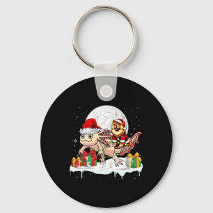 Santa Chow Chow Riding Axolotl Christmas Owner Kid Key Ring