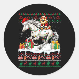 Santa Chow Chow Riding Horse Christmas Sweater Lov Classic Round Sticker