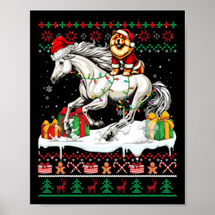 Santa Chow Chow Riding Horse Christmas Sweater Lov Poster