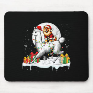Santa Chow Chow Riding Llama Christmas Owner Kids  Mouse Pad