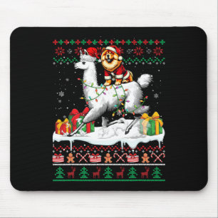 Santa Chow Chow Riding Llama Christmas Sweater Lov Mouse Pad