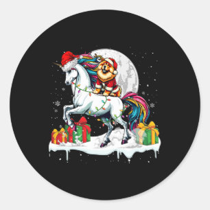Santa Chow Chow Riding Unicorn Christmas Owner Kid Classic Round Sticker