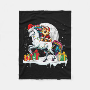 Santa Chow Chow Riding Unicorn Christmas Owner Kid Fleece Blanket