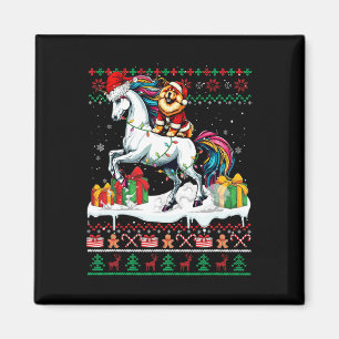 Santa Chow Chow Riding Unicorn Christmas Sweater L Magnet