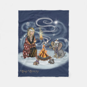 Santa Chris & Wilbur Fireside Friends Fleece Blank Blanket
