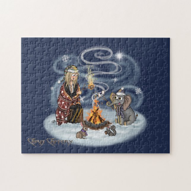 Santa Chris & Wilbur Fireside Friends Puzzle (Horizontal)