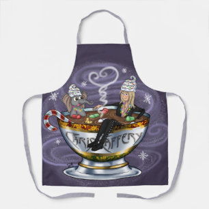Santa Chris & Wilbur Hot Tubbin' All Over Print  Apron