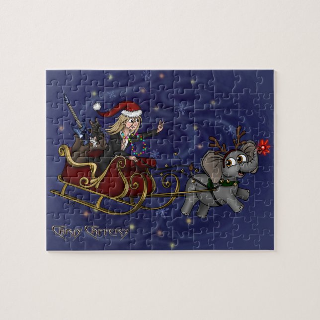 Santa Chris & Wilbur Sleigh Ride Puzzle (Horizontal)