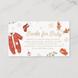 Santa Christmas Baby Shower Books for Baby Enclosure Card
