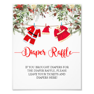 Santa Christmas Baby Shower Diaper Raffle Sign