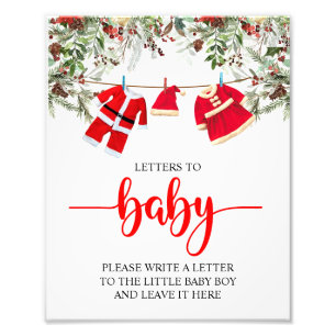 Santa Christmas Baby Shower Letters to Baby Sign