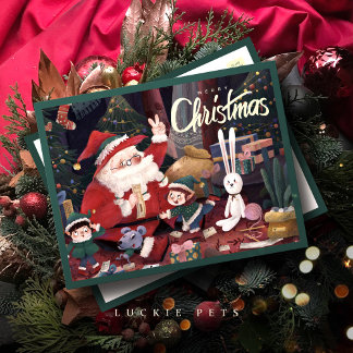 Santa Christmas Card with Gold