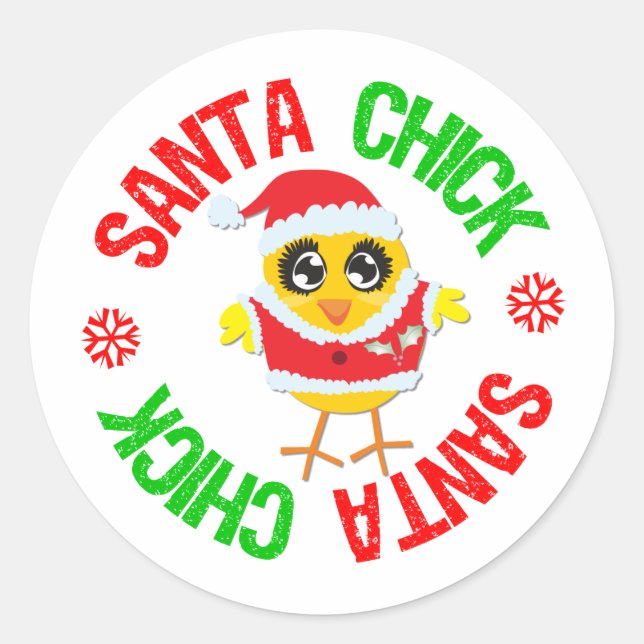 Santa Christmas Chick v2 Classic Round Sticker (Front)