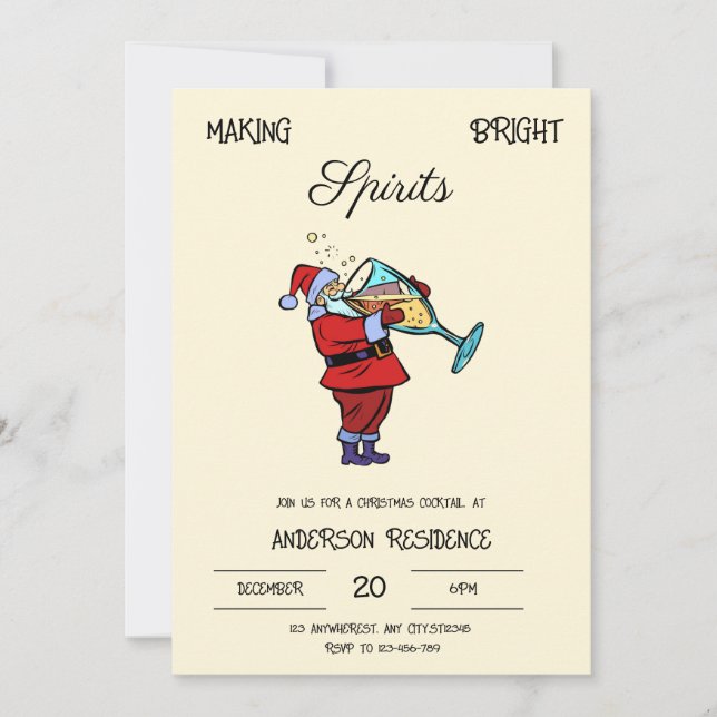 Santa Christmas Cocktail Invitation (Front)