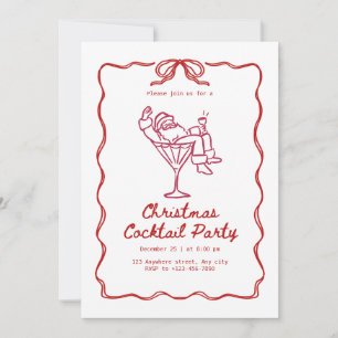 Santa Christmas cocktail party, fun modern Invitation