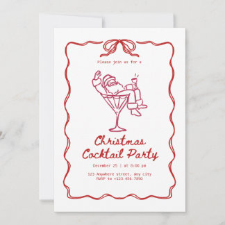 Santa Christmas cocktail party, fun modern Invitation